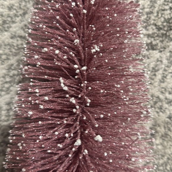 18” pink and snow bottle brush tree on white base - Picture 2 of 5